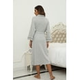 thumbnail image 3 of HEARTNICE Womens Robe, Lightweight 3/4 Sleeve Knit Spa Bathrobe Soft Kimono Long Loungewear,(Grey mel.XL), 3 of 6
