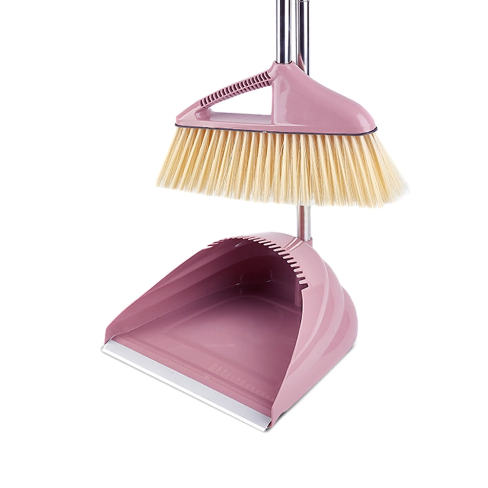 Kleeneze COMBO-5128 Self-Standing Dustpan And Broom Set Set of 2 White/Pink 