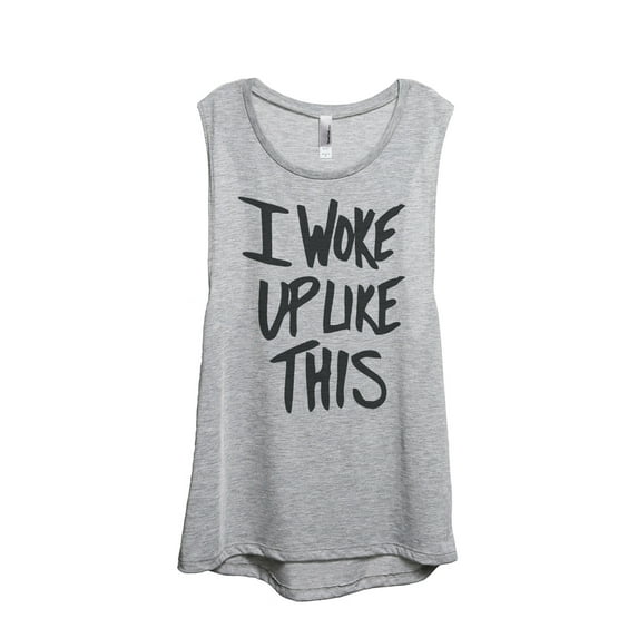 I Woke Up Like This Women's Fashion Sleeveless Muscle Workout Yoga Tank Top Sport Grey X-Large