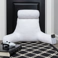 thumbnail image 6 of Medium Husband Pillow Aspen Edition - Perfect Pillow With Arms for Reading & Bed Rest - Removable Neck Roll - Premium Shredded Memory Foam -Cover Reverses to Microsuede or Microfiber, White Dandelion, 6 of 9