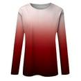 thumbnail image 4 of Women's Fashion Printed Loose T-shirt Long Sleeves Blouse Round Neck Casual Tops, 4 of 5