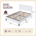 thumbnail image 2 of 4 EVER WINNER Queen Bed Frame with Headboard, Faux Leather Upholstered Platform Bed Frame, White Bed Frame Queen Size, Wooden Slat Support, No Box Spring Needed, White, 2 of 8