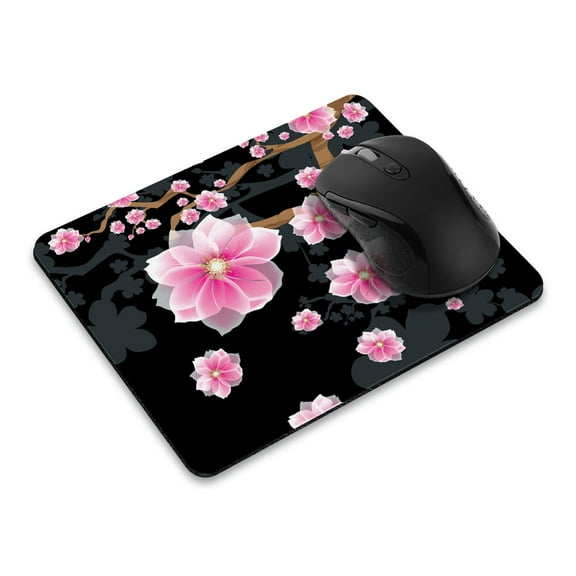 WIRESTER 8.66x7.08 in Rectangle Mouse Pad with Non-Slip Rubber Base for Computers, Laptop, Office & Home - Falling Pink Flower
