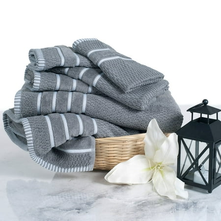 UPC 886511653177 product image for Lavish Home 100% Egyptian Cotton Rice Weave 6 Piece Towel Set - Silver | upcitemdb.com