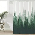 thumbnail image 5 of Green Forest Shower Curtain, 72" x 72", Nature Woodland Tree Misty Forest Silhouette Landscape Waterproof Bathroom Curtain Washable Shower Curtain Set with 12 Hooks, 5 of 6