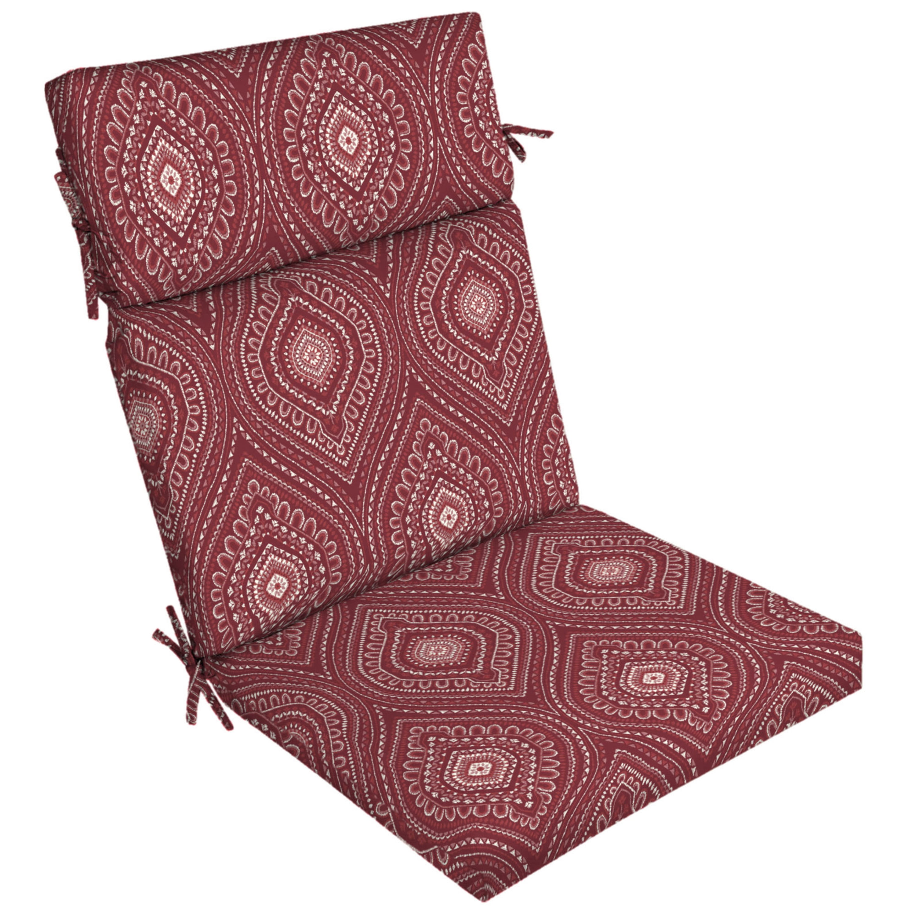 Better Homes & Gardens 44" x 21" Red Medallion Rectangle Outdoor Chair Cushion, 1 Piece