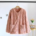 thumbnail image 5 of Women's Floral Textured Bed Jacket Long Sleeve Button Front Lounge wear Coat With Pockets (Rose Gold L), 5 of 7