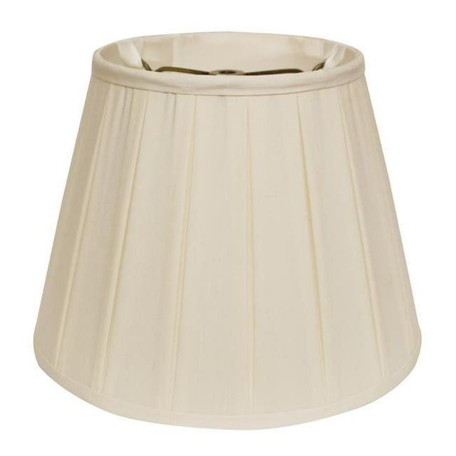 HomeRoots 469853 19 in. Slanted Crimped Box Shantung Lampshade, Ivory