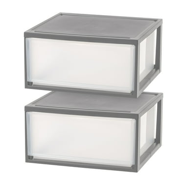 IRIS 47 Qt XLarge Plastic Drawers, Under Bed Storage Bins, Stackable, Modular 2Pk