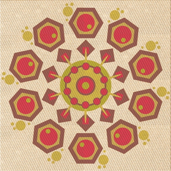 Ahgly Company Indoor Square Patterned Khaki Gold Area Rugs, 6' Square
