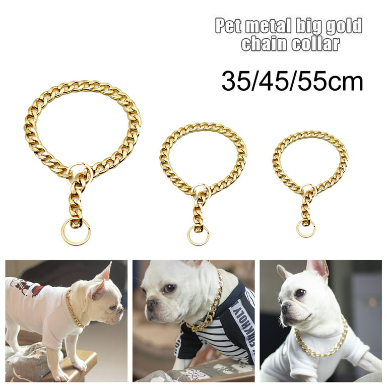 Personalised Dog Chain Collar Heavy Duty Gold Pet Choker Collar Stainless  Steel