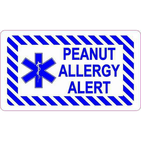 3.5inx2in Peanut Allergy Alert Sticker Vinyl Medical Emergency Decal Sign