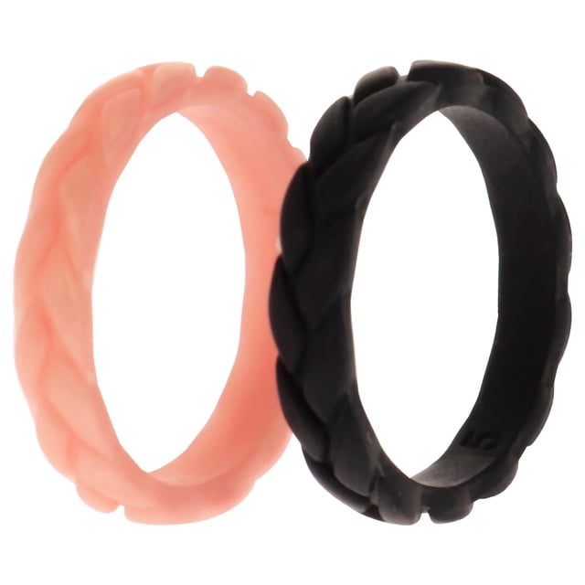 Juego de anillos de boda con hojas de silicona - Metal-rosa de ROQ para mujer - Anillo de 2 x 5 mm