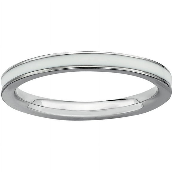 Stackable Expressions Sterling Silver White-Enameled 2.25mm Ring