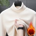 thumbnail image 3 of Styesk Mens Sweater Solid Color Pullover Sweater Cable Knit Turtleneck Sweater Comfy Soft Plush Oversized Sweater Casual Loose Sweaters with Ribbing Edge, 3 of 4