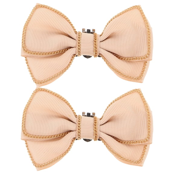 LOLIPPYY 2Pcs Beige Bow Shoe Clips Elegant Detachable Bowknot Buckles for Heels Flats and Sandals
