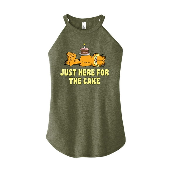 Garfield - Just Here For Cake - Juniors High Neck Tank Top