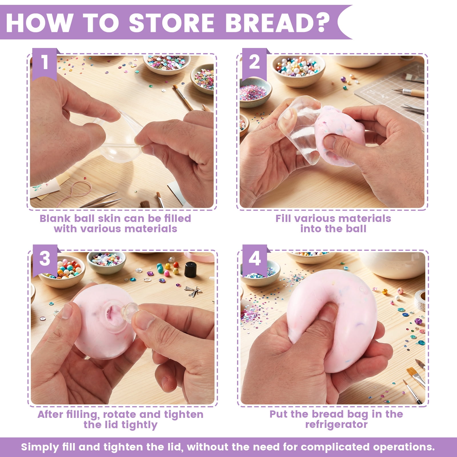 DIY Stress Ball Making Kit-Easy DIY- 9 TPR Skins, 15 Fillers, Create ASMR Anxiety Relief Toys, Handmade Squishy Stress Balls, Self-Care Gifts for Women, Crunchy Relaxing