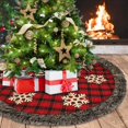 thumbnail image 1 of Bueautybox Christmas Tree Skirt, 48 Inch Large Buffalo Plaid Christmas Tree Skirt, Rustic Burlap Xmas Tree Skirt with Thick Faux Fur Snowflake, 1 of 7