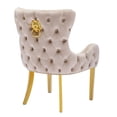 thumbnail image 2 of Canadian Royal Beige Velvet Luxury Dining Chair Golden Legs (Set of 2), 2 of 3