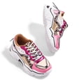 thumbnail image 4 of LUCKY STEP Fashion Colorblock Chunky Sneakers Retro Dad Walking Shoes,Leopard/Fushia,Womens, 4 of 5