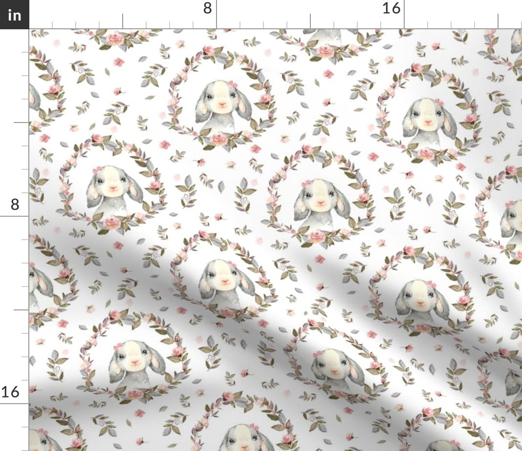 Rabbit Quilting Fabric Width 155 cm/61” Boho Bunny Cotton Fabric Woodland Nursery Fabric Floral Premium Digital Printed Fabric