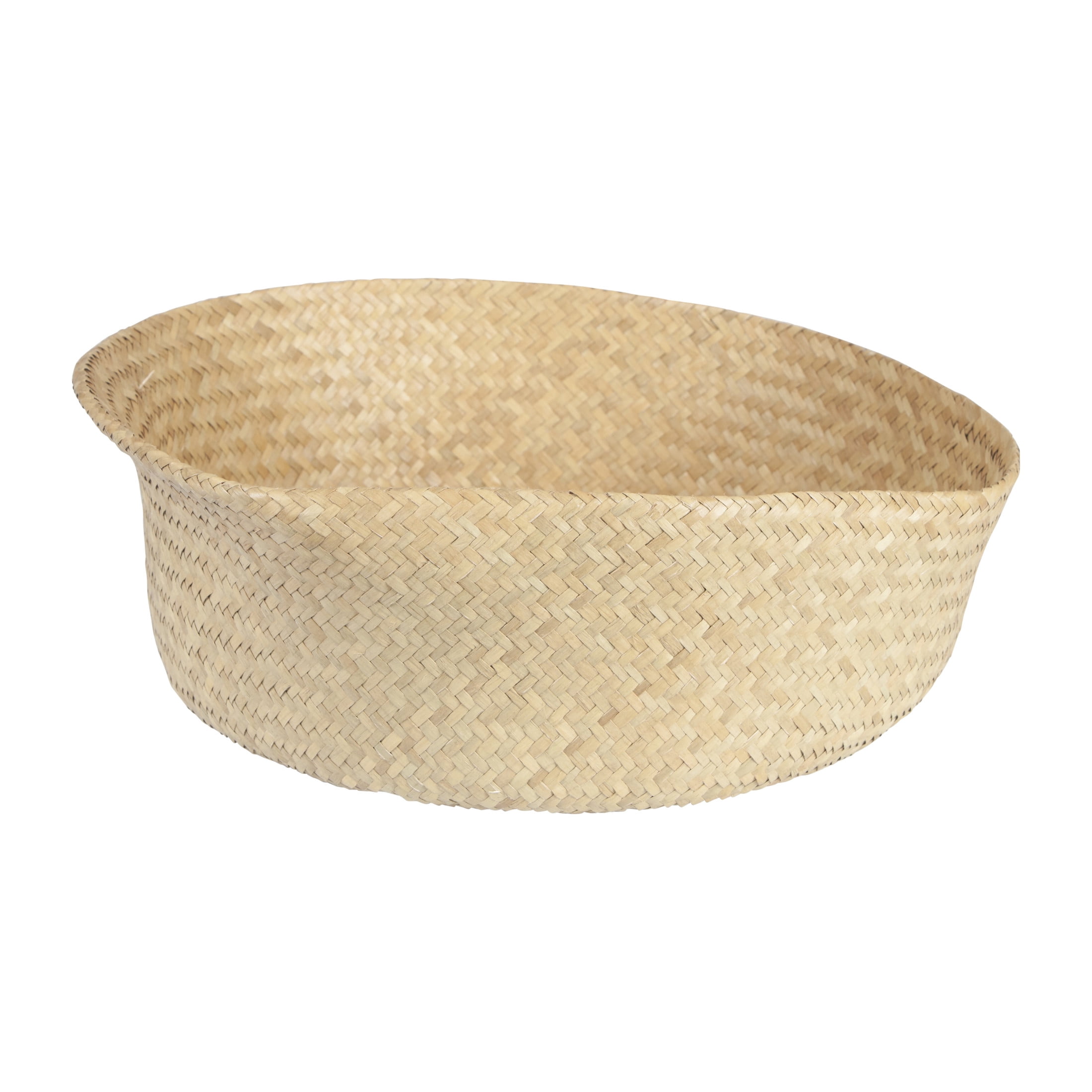 Bloomingville Handwoven Seagrass Basket Storage with Handles and Zig-zag Design, Natural