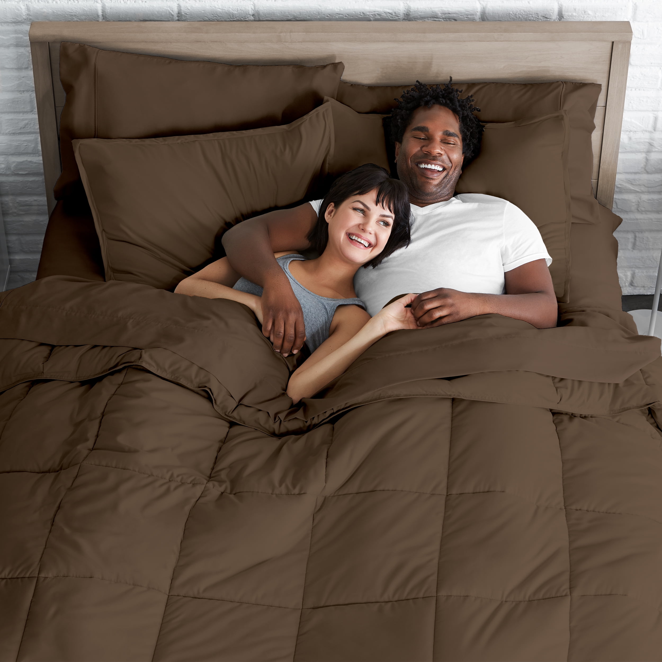 Bare Home Microfiber 5-Piece Cocoa and Cocoa Bed in a Bag, Twin XL