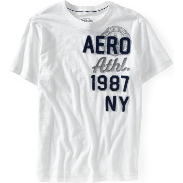 Aeropostale Hombres Aero Athl. Camiseta gráfica 1987, blanca, extragrande Aeropostale Camiseta gráfica
