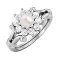 thumbnail image 2 of 4.5MM Round Shape Pearl 925 Silver Cluster Women Valentines Day Gifts Ring, 2 of 4