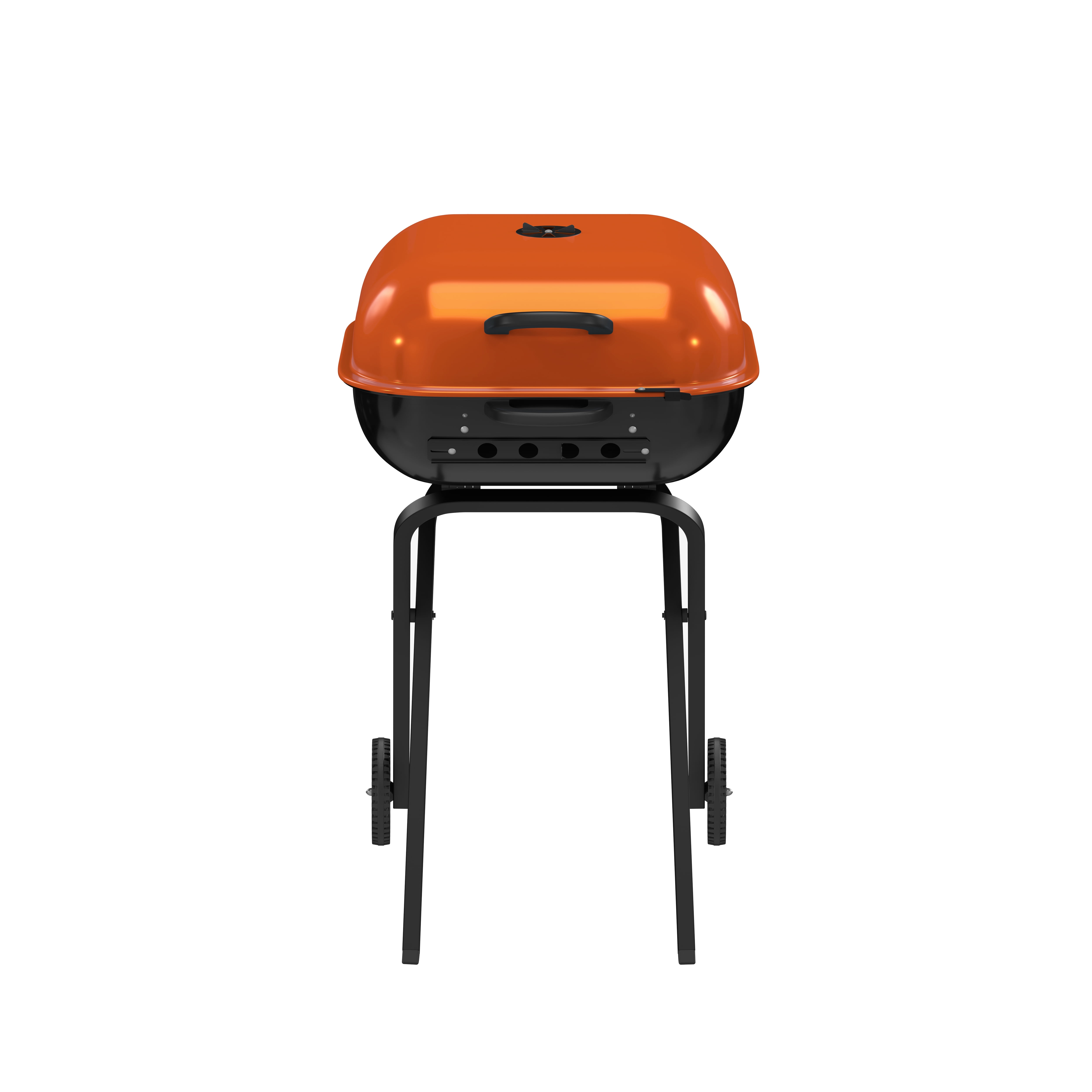 Americana Walk-A-Bout Charcoal Original Square Grill-100% Pre-Assembled Portable Steel, Orange