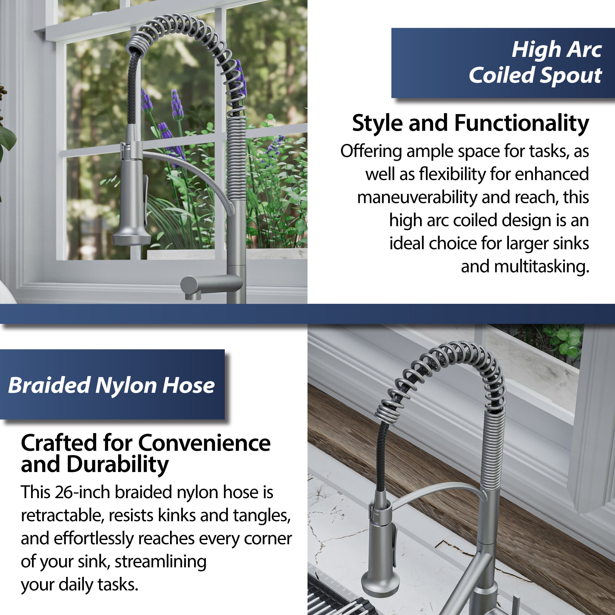 Karran Usa KKF360SS Adlington 1.8 GPM Single Hole Kitchen Faucet - Stainless Steel