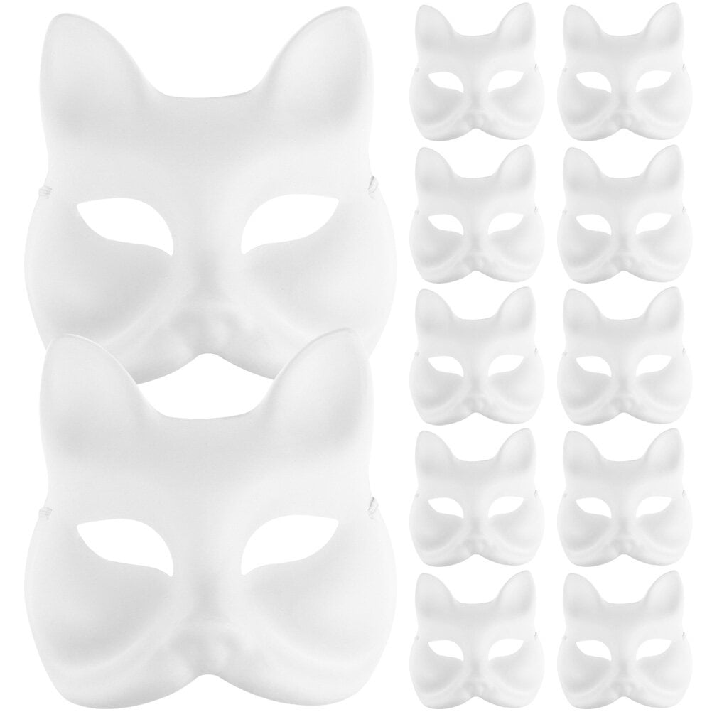 12pcs Fox Mask Japanese Half Mask Blank Diy Mask Half Fox Mask Blank ...