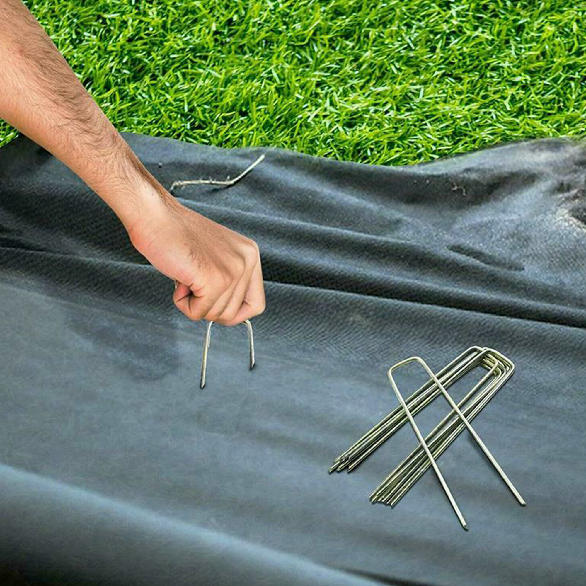 20 Pack 23cm Long Garden Membrane Metal Ground Galvanized Pin Fabric Hooks Pegs 