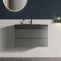 CITTANEO 36 inch Floating Bathroom Vanity with Black Sink, Modern Bathroom Cabinet inch Gray