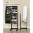 thumbnail image 4 of SONGMICS Mirrored Jewelry Cabinet Armoire Freestanding Lockable Storage Box Organizer Unit with 2 Plastic Cosmetic Storage Full-Length Frameless Mirror for Necklace Earring Black, 4 of 8