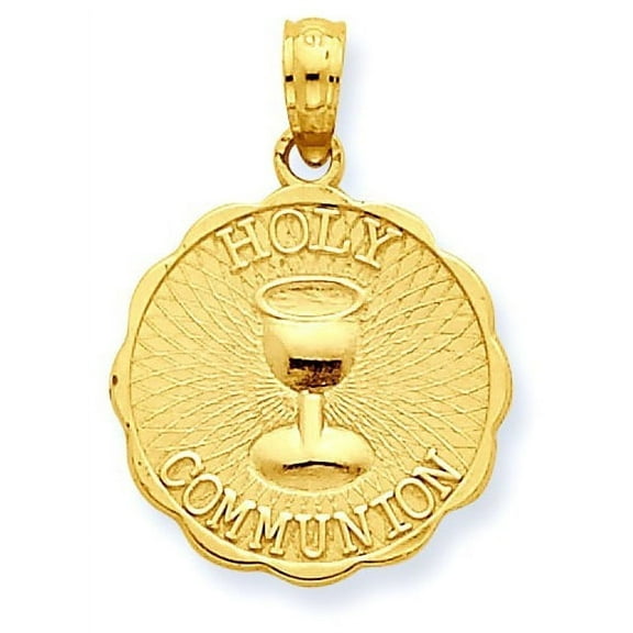 14k Yellow Gold First Holy Communion Disc - over 1/2 Inch X over 1/2 Inch in 14K Yellow Gold