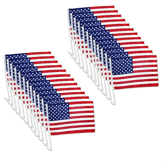 Pack Of 120 US American Patriotic Decoration Car Window Clip USA Flag 17" x 12" Clip onto Car Window