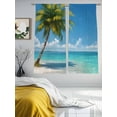 thumbnail image 3 of Palm Trees Sheer Curtains 72 Inch Length 2 Panels Set Window Treatments, Summer Beach Coastal Nautical Sea Ocean Rod Pocket Semi Curtains for Living Room/Bedroom/Kitchen Décor, 104"W x 72"L, 3 of 7