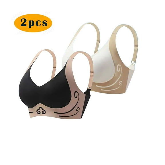Xucatan 2PC Powerful Christmas gifts Push up Seamless Bra for Women Wire-Free Top Support Bra, Super Gather Bra Wireless Push-Up Bra, No More