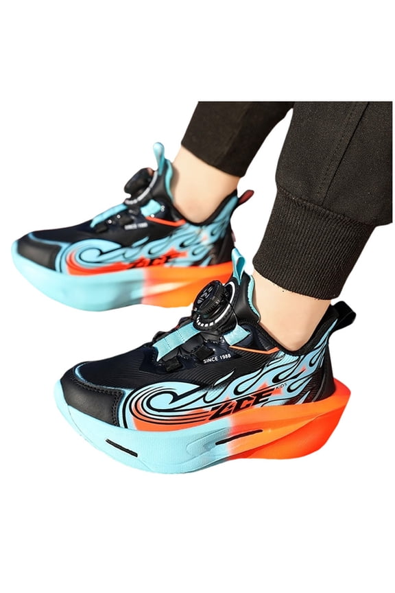 Kids Platform Sneakers Boys Fashion Color Block Cushioning Thick Sole Running Shoes Comfy Arch Support Lightweight Trainers Basketball Shoes Orange 1 Big Kid