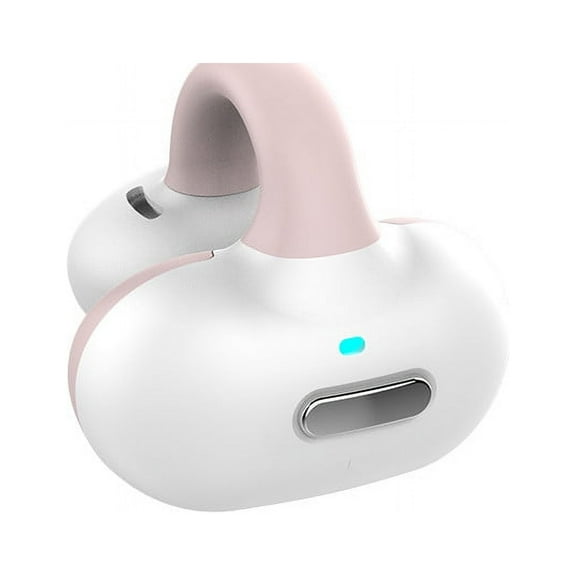 Fnochy Bluetooth Headset, Single Ear BT5.3 Ultralight Wireless Headphone Cell Phone Earpiece Ear Clip with Mic, Noise Canceling Handsfree Driving Earbud for Smartphone (Pink)