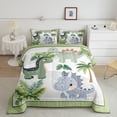 thumbnail image 2 of Homewish Kawaii Dino Dinsaur Bedding Comforter Set,Hawaii Coconut Tree Twin Comforter Sets,Green Gray Bedding Set For Boys Child,Ultra Soft Home Decor Reversible,2 Pieces, 2 of 8