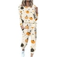 thumbnail image 3 of QATAINLAV 2 Piece Sets for Women Fashion Halloween Print Tracksuit Long Sleeve Pullover Tops and Drawstring Harem Sweatpants with Pockets Plus Size Lounge Set Todays Sales Orange L, 3 of 6