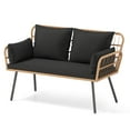 thumbnail image 1 of Gymax Patio Wicker Loveseat Furniture w/Seat Back Cushions Heavy-Duty Metal Legs Outdoor Black, 1 of 10