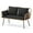 Black, variant on Gymax Patio Wicker Loveseat Furniture w/Seat Back Cushions Heavy-Duty Metal Legs Outdoor White