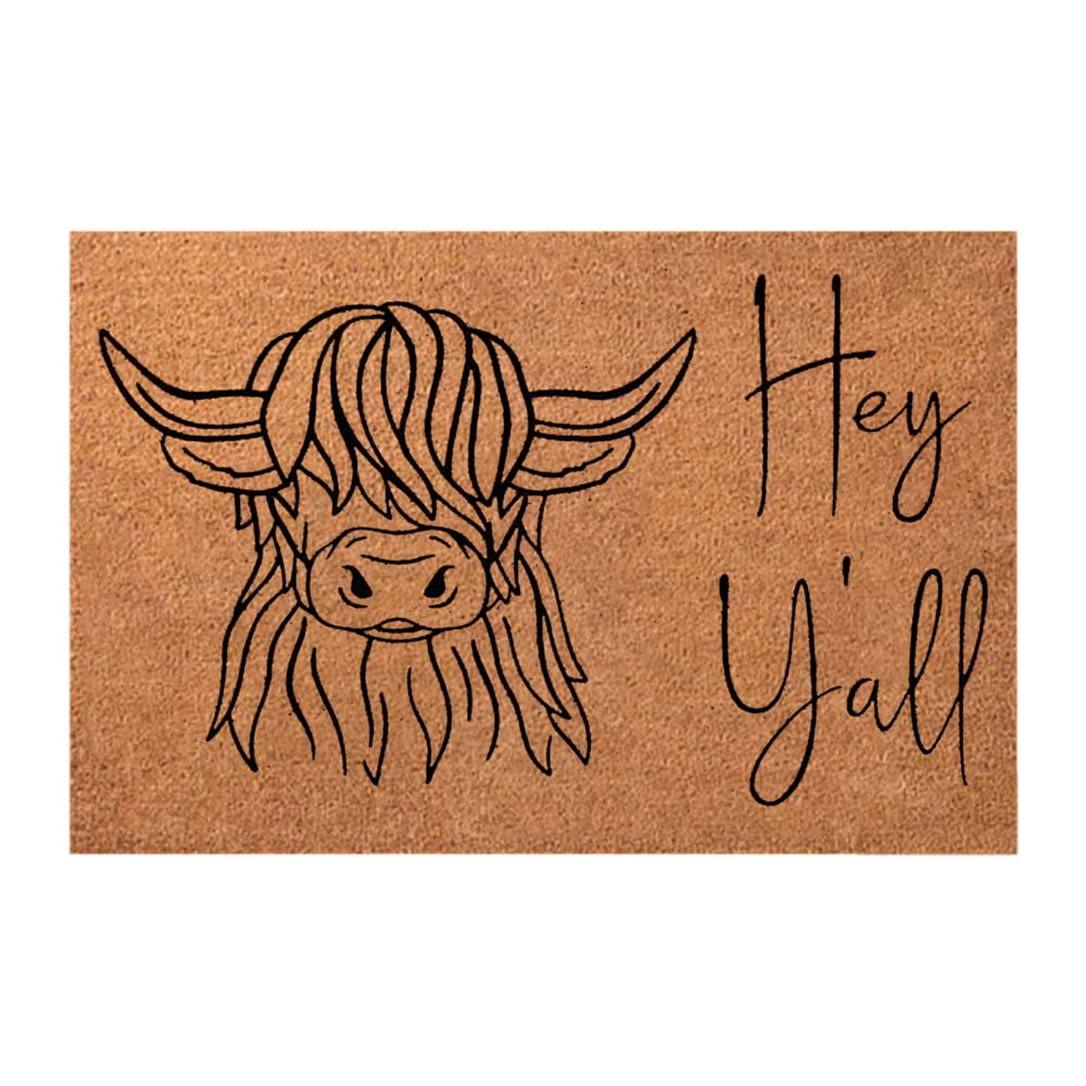 Highland Cattle Floor Mat for Farmers House Anti Slip Material with