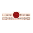thumbnail image 2 of Clara Pucci 14K Rose Gold Round Cut 0.5Ct Simulated Tourmaline Engagement Ring + Matching Band - Luxury Box Included, 2 of 7