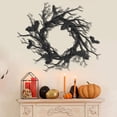 thumbnail image 1 of Corona de Halloween, guirnalda aterradora, accesorios para fotos, decoración, telón de fondo, corona de ramita artificial, 17,7 pulgadas, para celebra con luz, 1 of 10