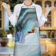 thumbnail image 6 of Blue Gold Marble Pattern Apron-Garden Aprons for Women with Pockets-Cotton Linen Waterproof Kitchen Cooking Gardening Aprons Adjustable for Kitchen,Cooking,BBQ and Salon 33x27 Inch, 6 of 7